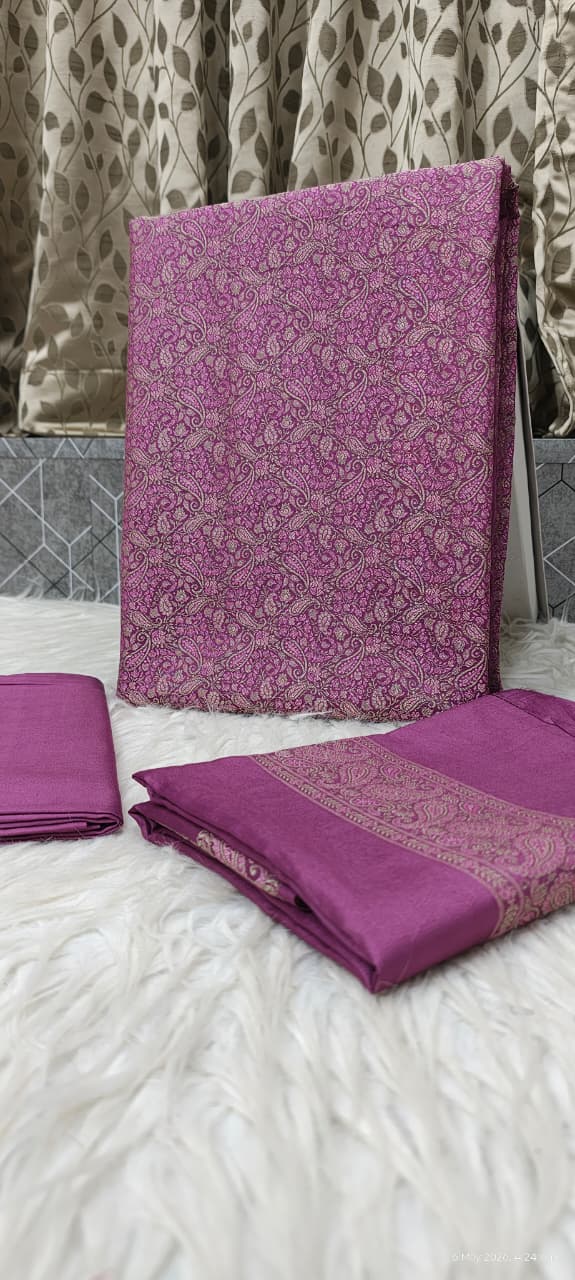 Mulberry Cotton Jamewar 3 Pcs Suit