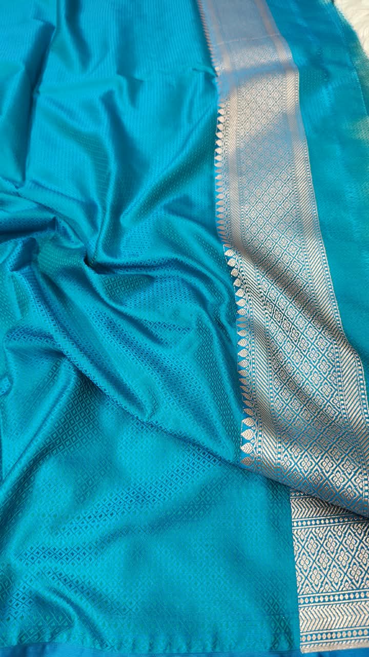 Premium Banarasi Mashru Katan Silk Saree Allover Zari Minakari Weave