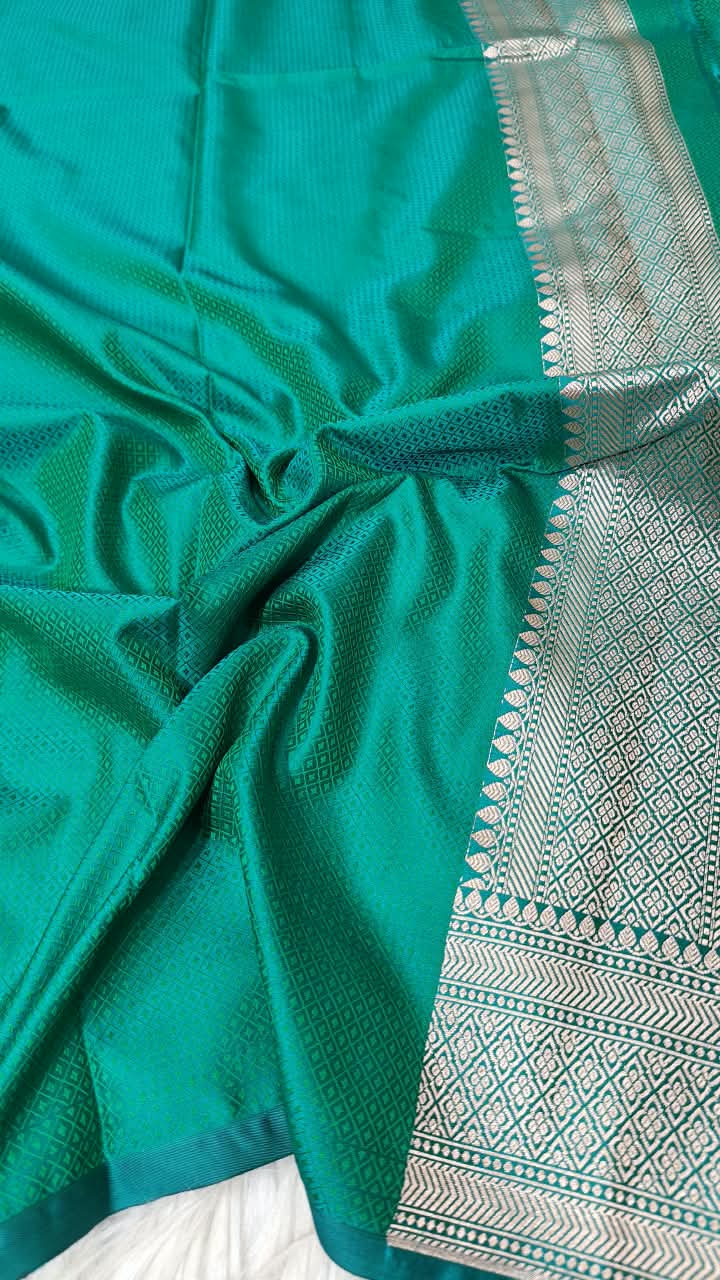 Premium Banarasi Mashru Katan Silk Saree Allover Zari Minakari Weave