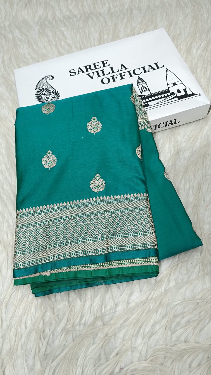 Premium Banarasi Mashru Katan Silk Saree Allover Zari Minakari Weave