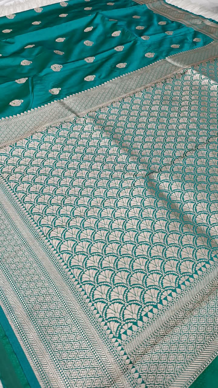 Premium Banarasi Mashru Katan Silk Saree Allover Zari Minakari Weave