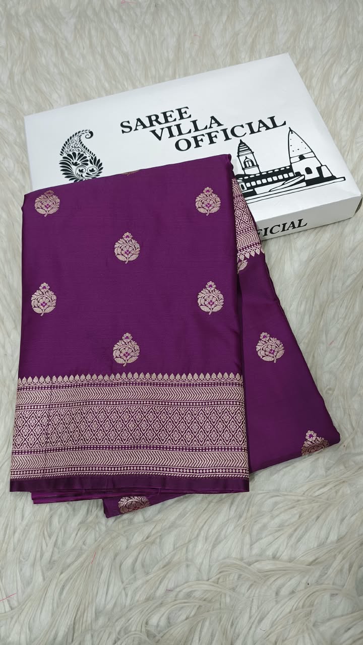 Premium Banarasi Mashru Katan Silk Saree Allover Zari Minakari Weave