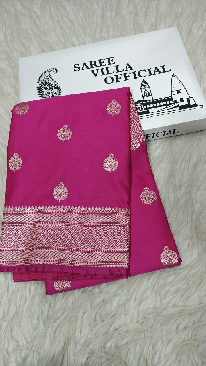 Premium Banarasi Mashru Katan Silk Saree Allover Zari Minakari Weave