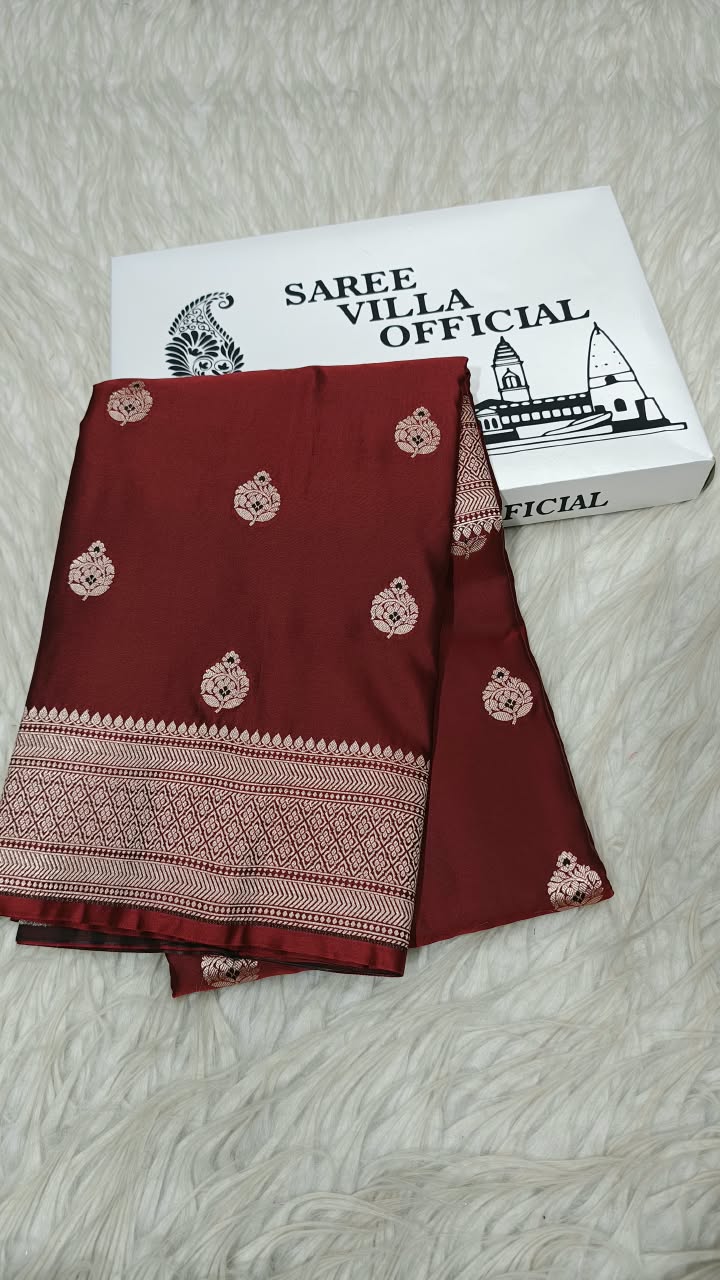 Premium Banarasi Mashru Katan Silk Saree Allover Zari Minakari Weave