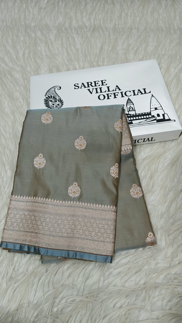 Premium Banarasi Mashru Katan Silk Saree Allover Zari Minakari Weave