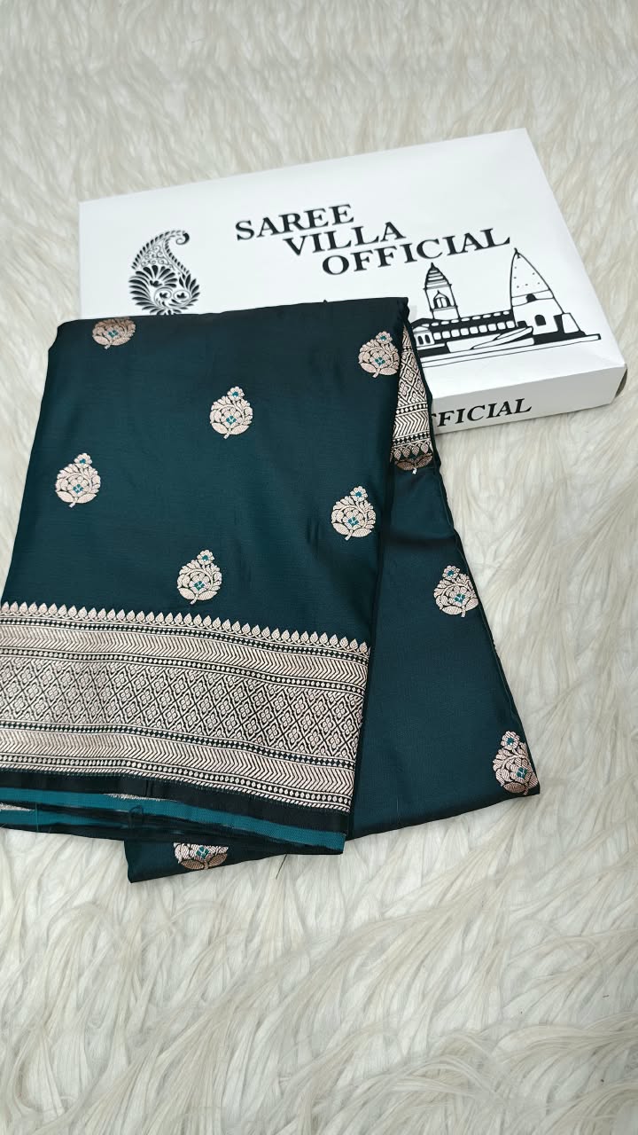 Premium Banarasi Mashru Katan Silk Saree Allover Zari Minakari Weave