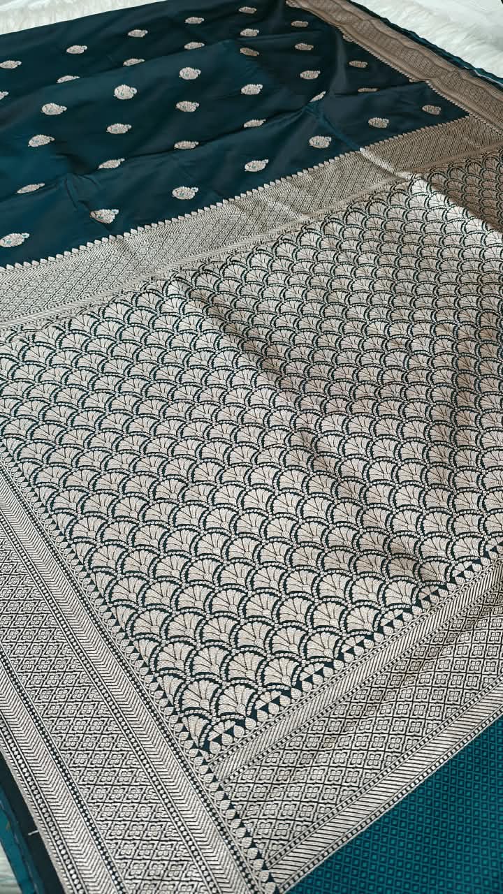 Premium Banarasi Mashru Katan Silk Saree Allover Zari Minakari Weave