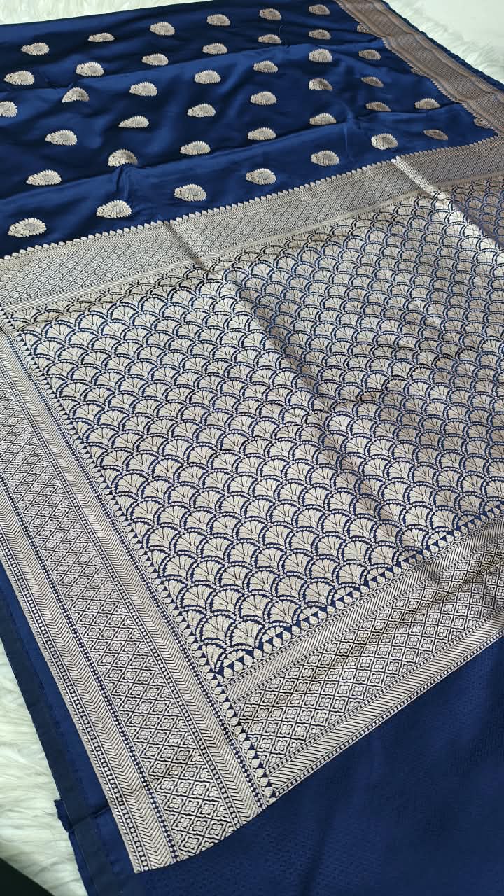 Premium Banarasi Mashru Katan Silk Saree Allover Zari Minakari Weave