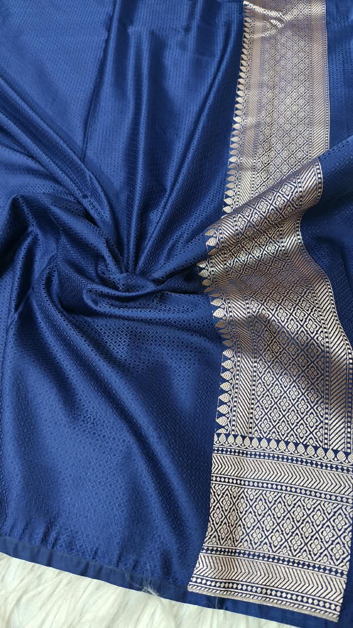 Premium Banarasi Mashru Katan Silk Saree Allover Zari Minakari Weave