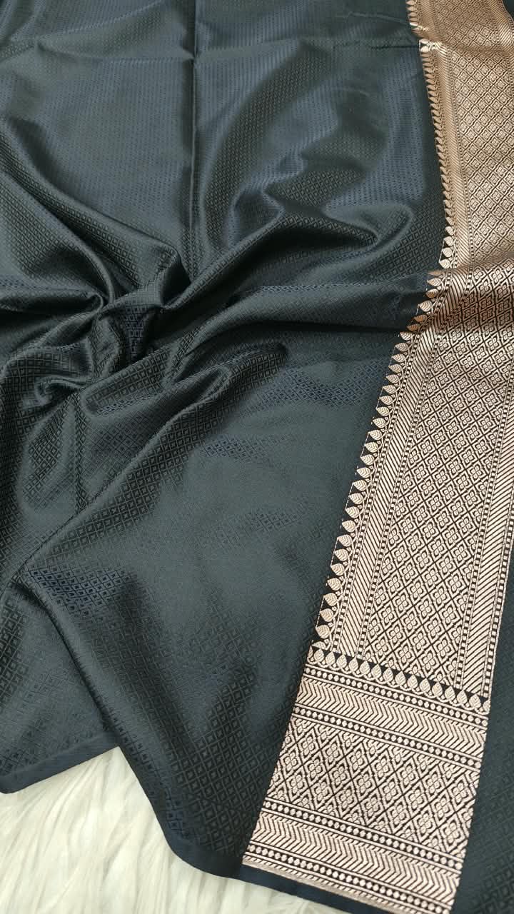 Premium Banarasi Mashru Katan Silk Saree Allover Zari Minakari Weave