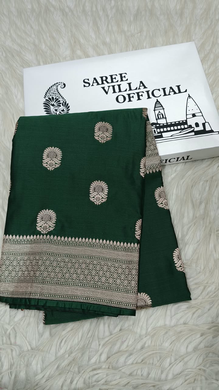 Premium Banarasi Mashru Katan Silk Saree Allover Zari Minakari Weave