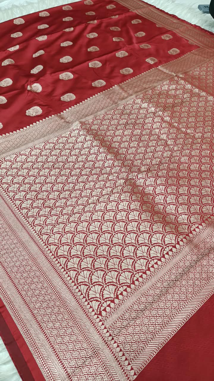 Premium Banarasi Mashru Katan Silk Saree Allover Zari Minakari Weave