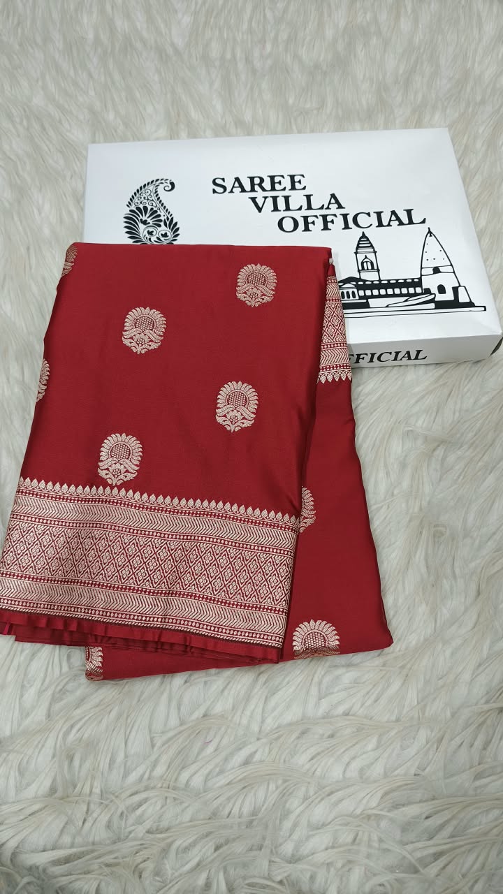 Premium Banarasi Mashru Katan Silk Saree Allover Zari Minakari Weave