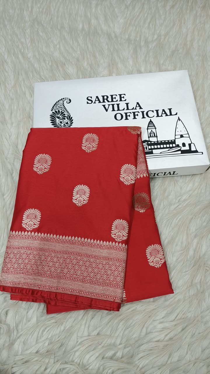 Premium Banarasi Mashru Katan Silk Saree Allover Zari Minakari Weave