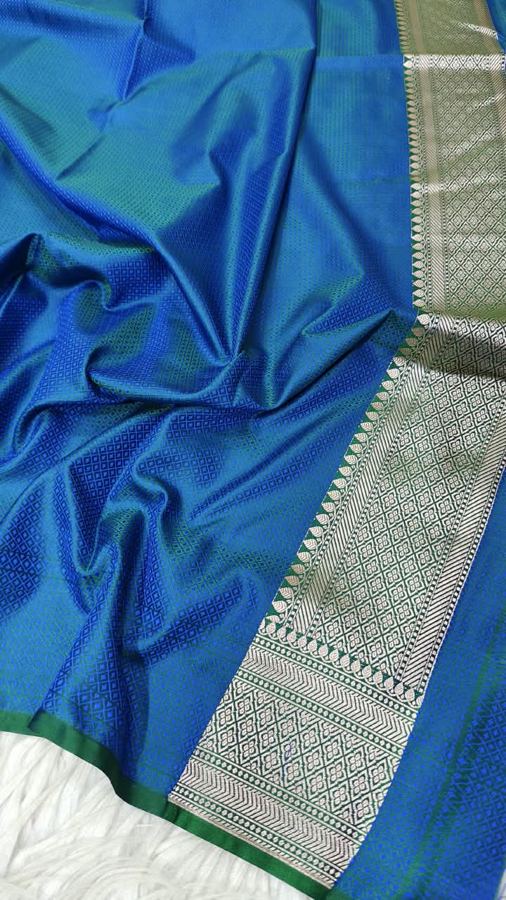 Premium Banarasi Mashru Katan Silk Saree Allover Zari Minakari Weave