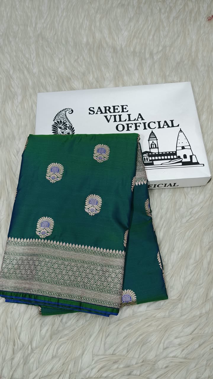 Premium Banarasi Mashru Katan Silk Saree Allover Zari Minakari Weave