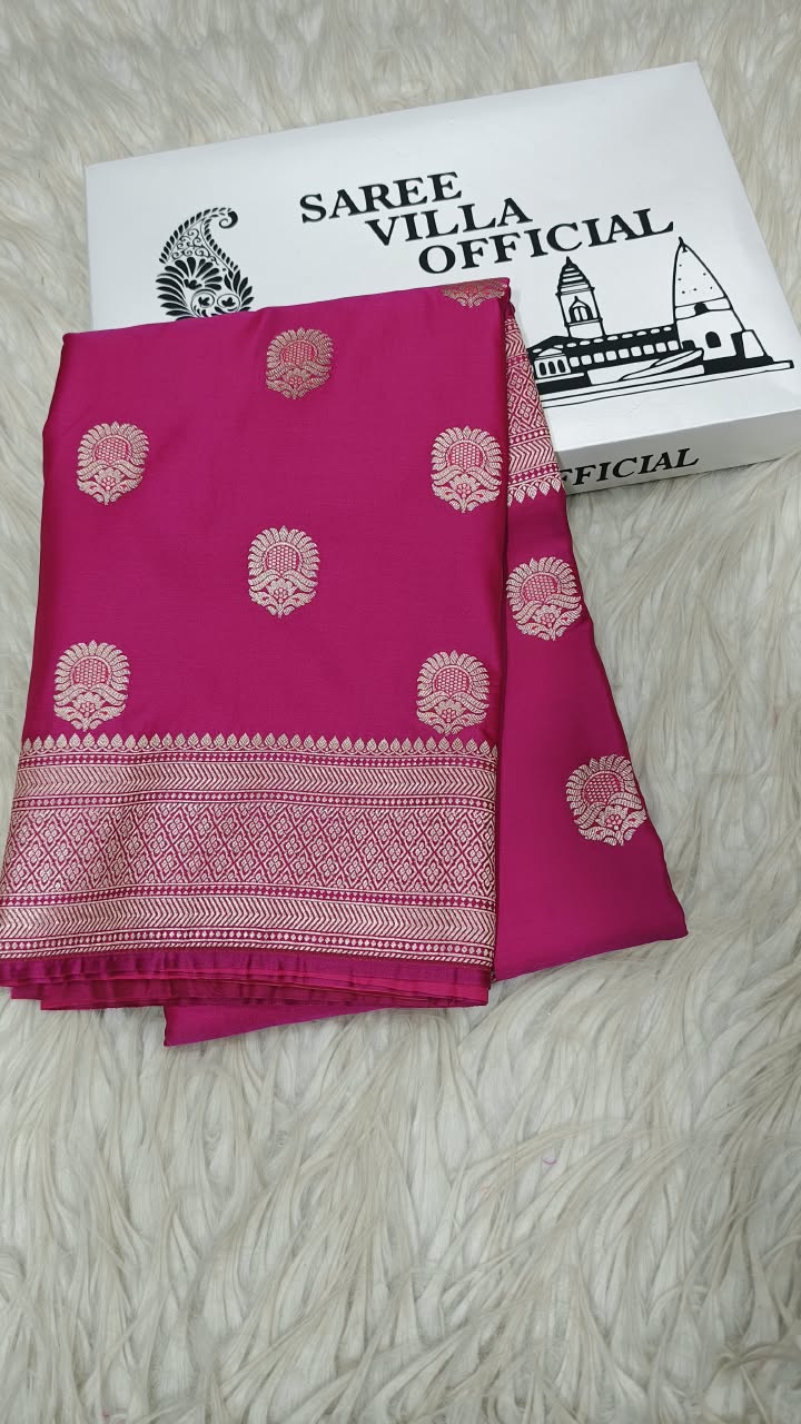 Premium Banarasi Mashru Katan Silk Saree Allover Zari Minakari Weave
