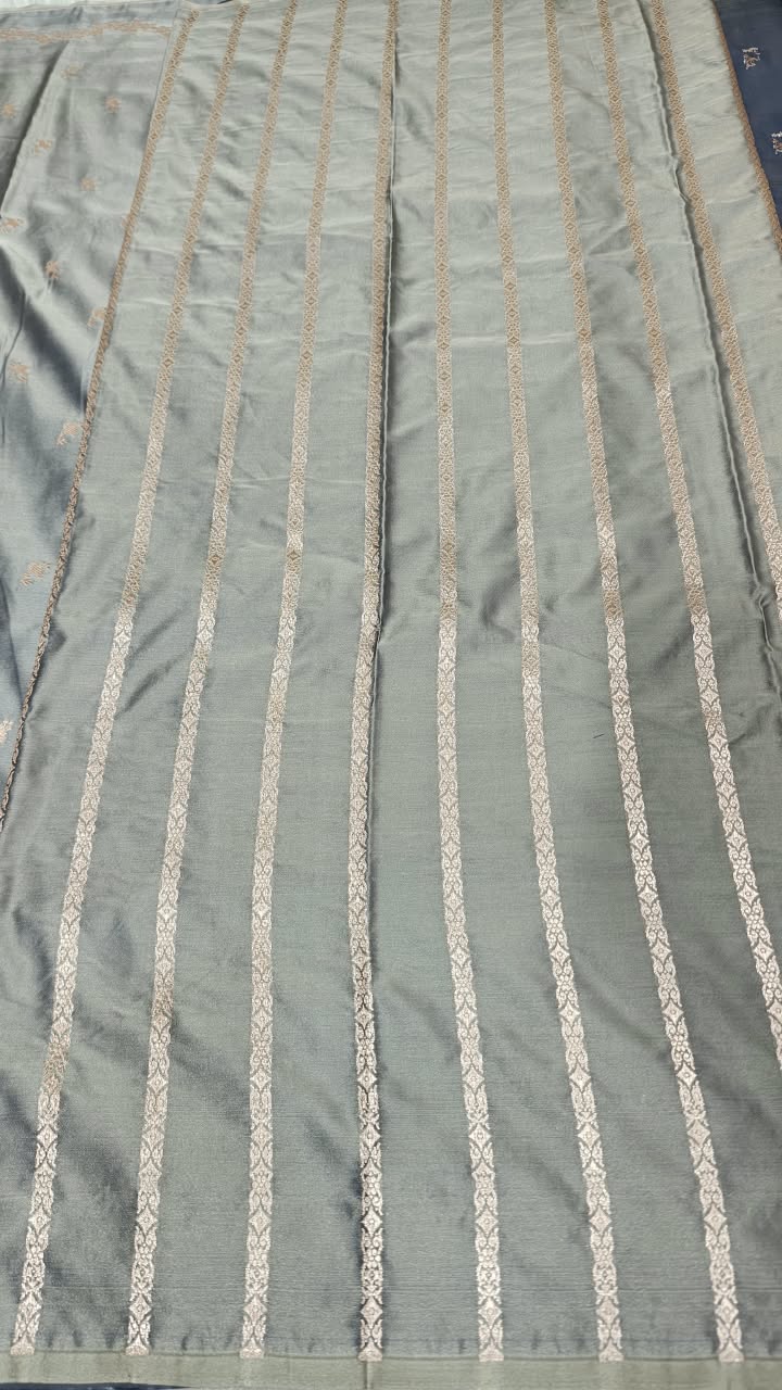 Premium Banarasi Mashru Katan Silk Saree Allover Zari Minakari Weave