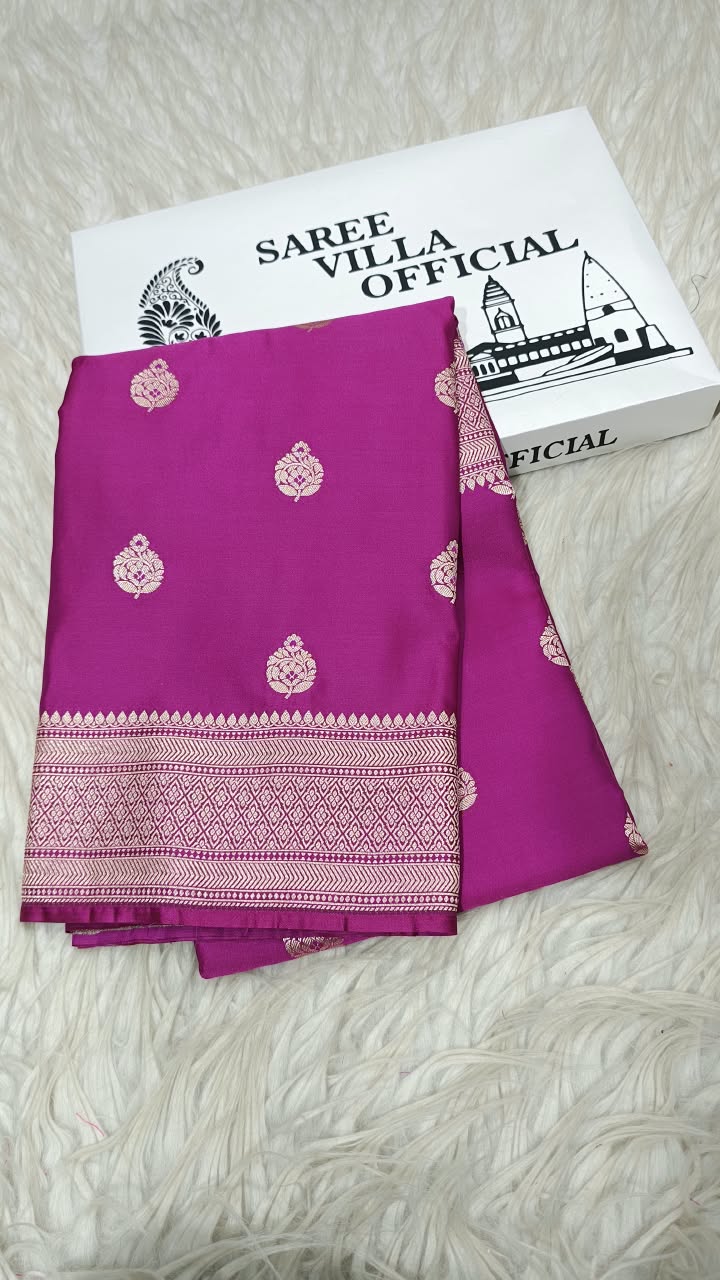 Premium Banarasi Mashru Katan Silk Saree Allover Zari Minakari Weave