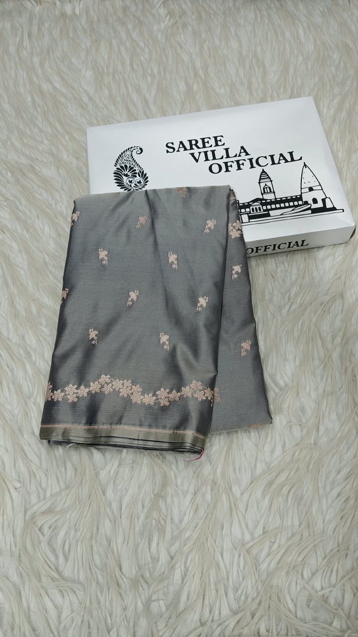 Premium Banarasi Mashru Katan Silk Saree Allover Zari Minakari Weave