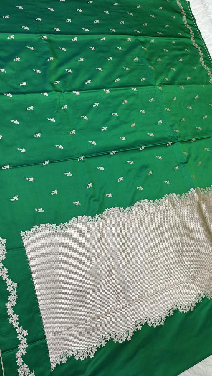 Premium Banarasi Mashru Katan Silk Saree Allover Zari Minakari Weave