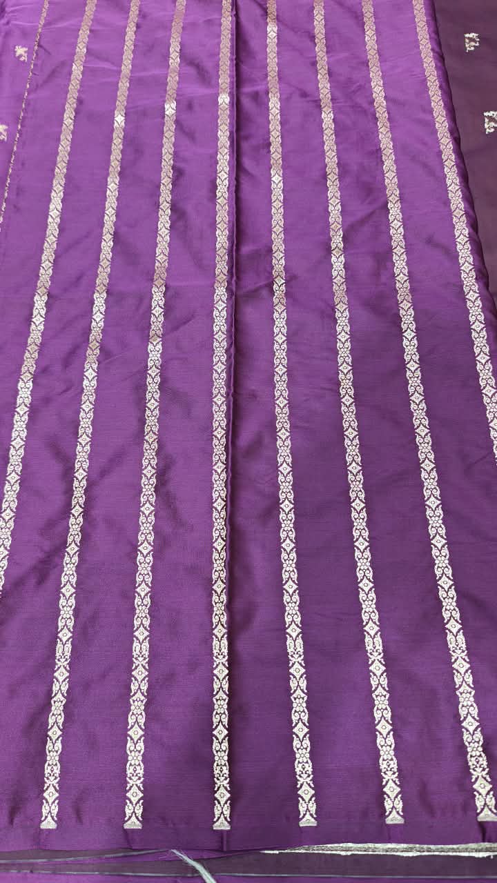Premium Banarasi Mashru Katan Silk Saree Allover Zari Minakari Weave