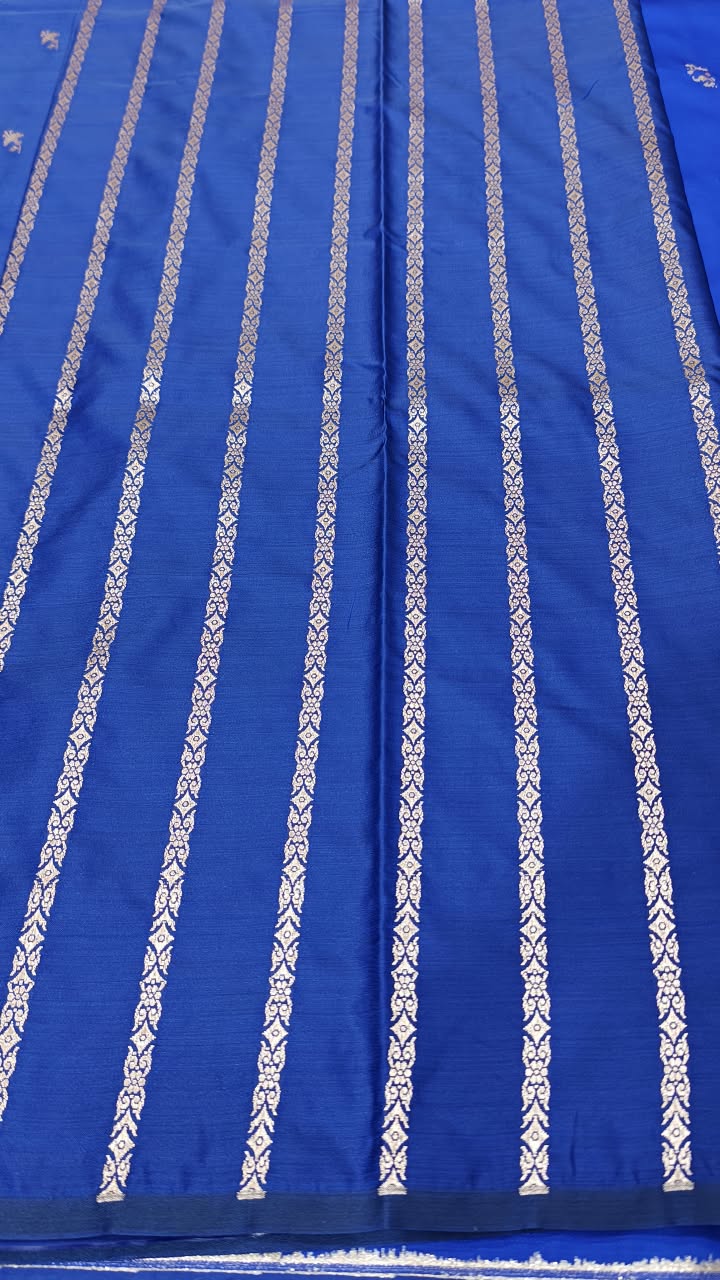 Premium Banarasi Mashru Katan Silk Saree Allover Zari Minakari Weave