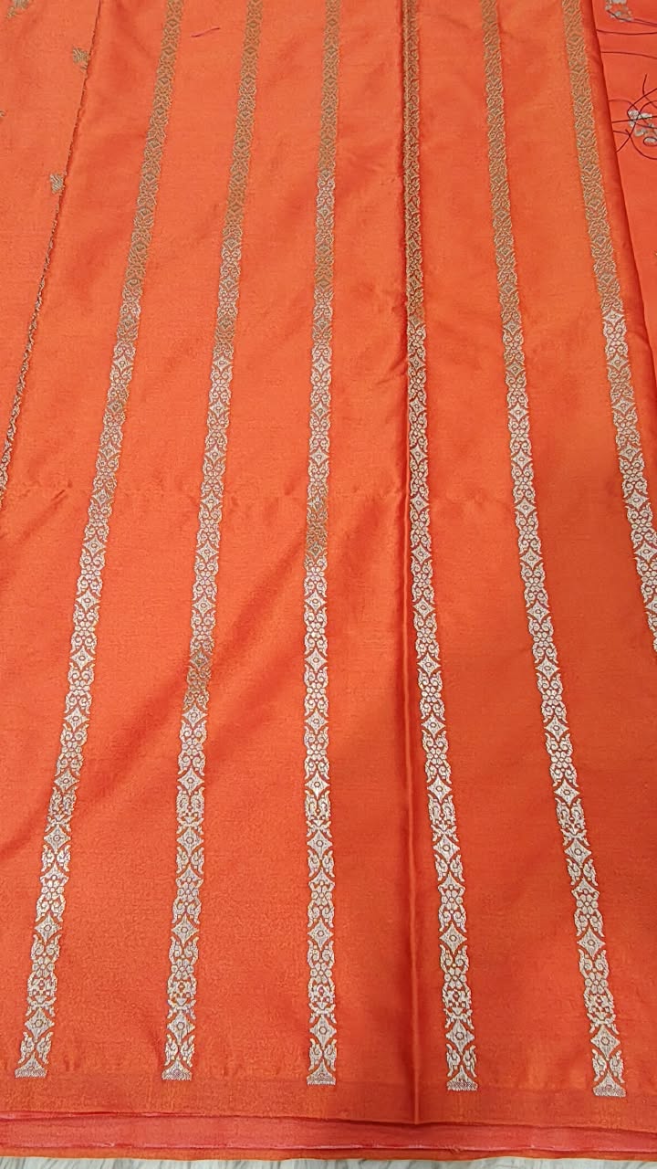 Premium Banarasi Mashru Katan Silk Saree Allover Zari Minakari Weave