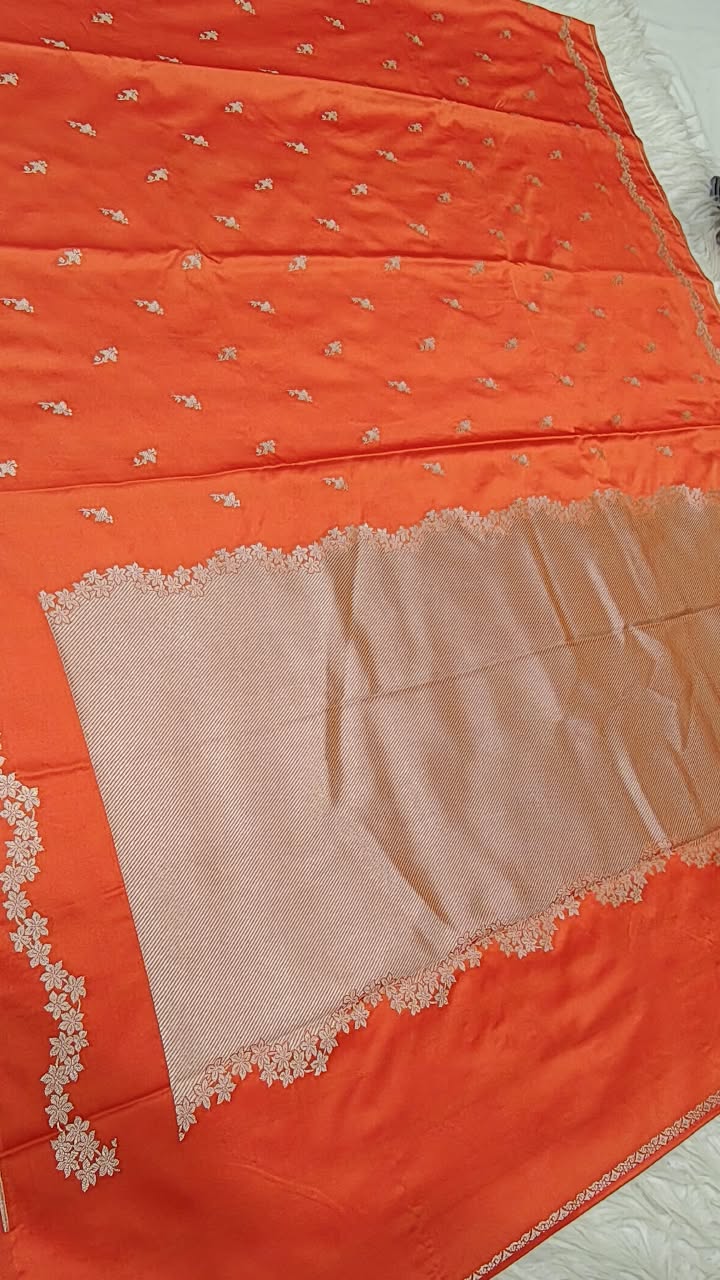 Premium Banarasi Mashru Katan Silk Saree Allover Zari Minakari Weave
