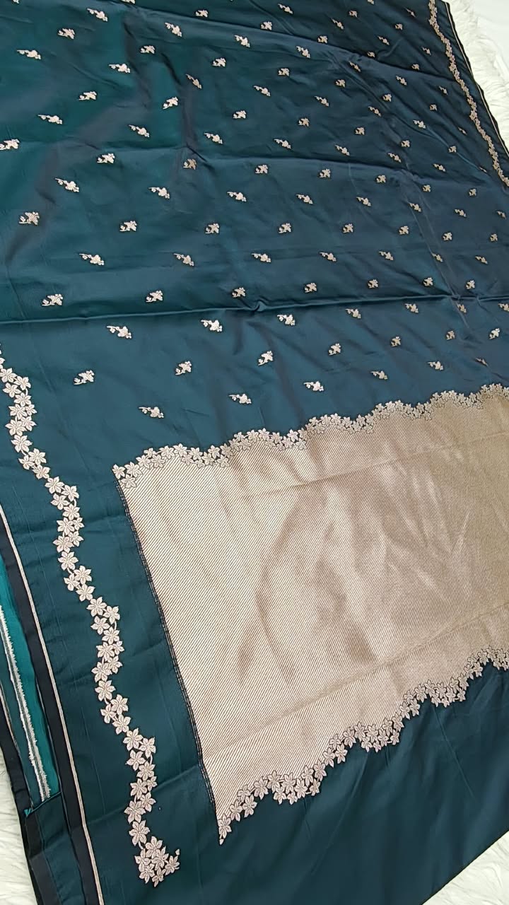 Premium Banarasi Mashru Katan Silk Saree Allover Zari Minakari Weave