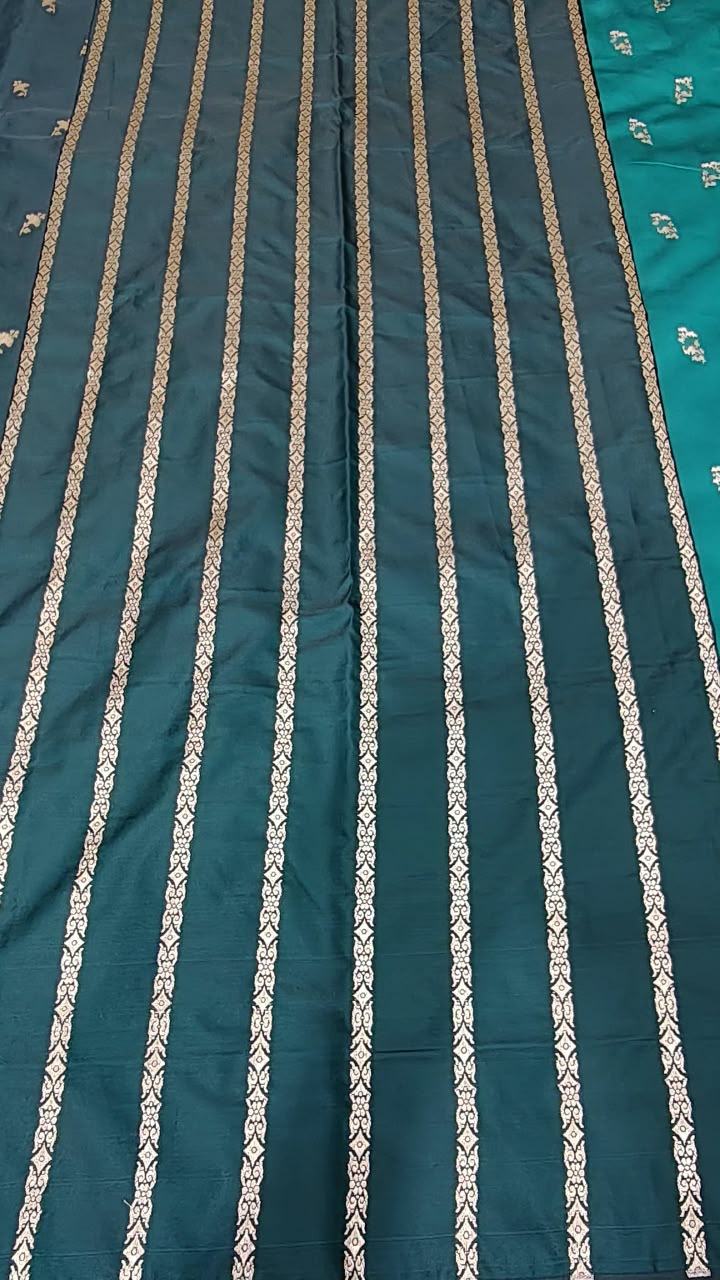 Premium Banarasi Mashru Katan Silk Saree Allover Zari Minakari Weave