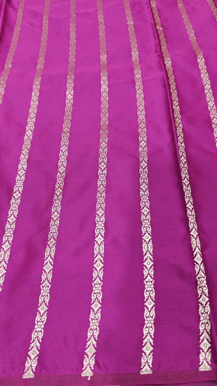 Premium Banarasi Mashru Katan Silk Saree Allover Zari Minakari Weave