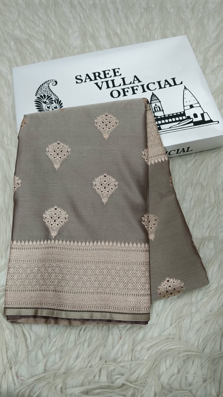 Premium Banarasi Mashru Katan Silk Saree Allover Zari Minakari Weave