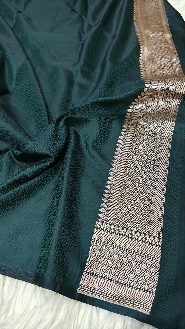 Premium Banarasi Mashru Katan Silk Saree Allover Zari Minakari Weave