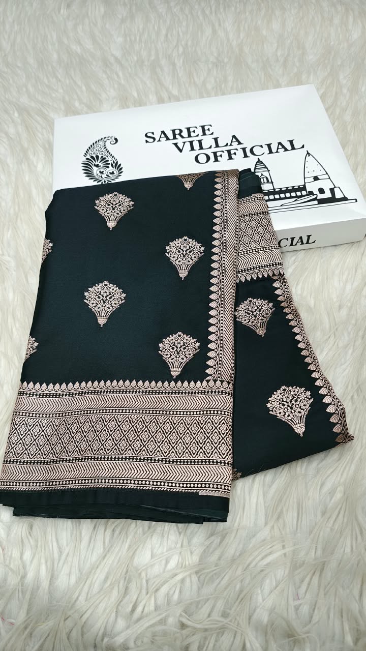 Premium Banarasi Mashru Katan Silk Saree Allover Zari Minakari Weave