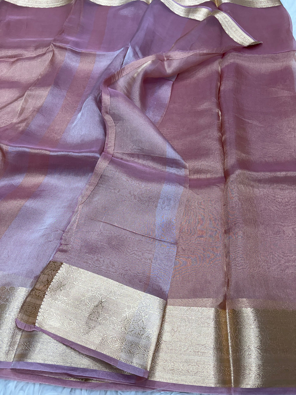Premium Banarasi Pure Tissue Silk Saree Allover Border and Pallu Resmi Zari Weave