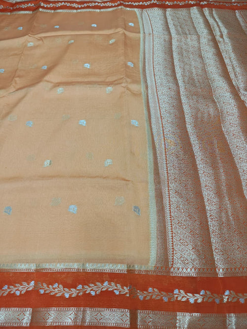 Beige Elegant Viscose Silk Saree with Banarasi Weave