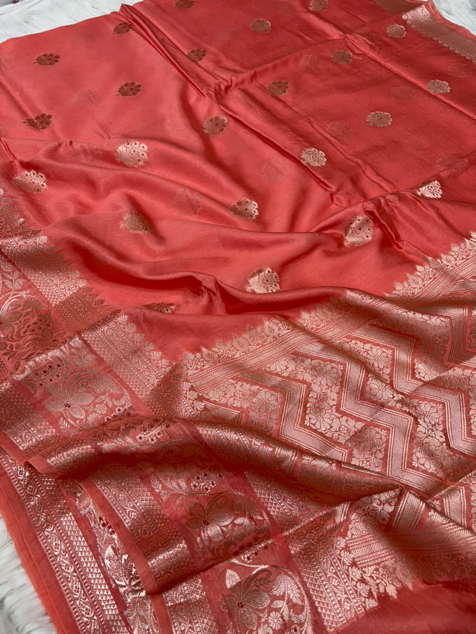 Premium Viscose Silk Allover Zari Weave Buta Pattern Design Saree