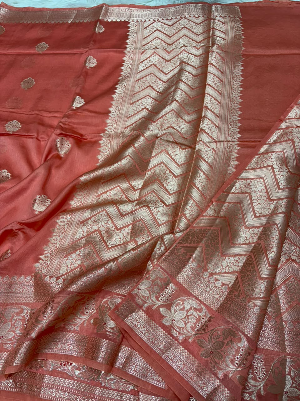 Premium Viscose Silk Allover Zari Weave Buta Pattern Design Saree