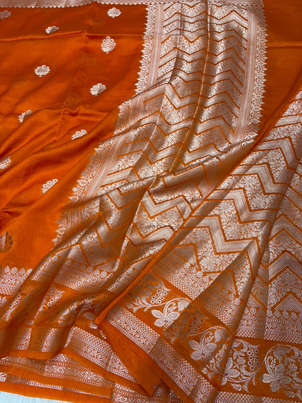Premium Viscose Silk Allover Zari Weave Buta Pattern Design Saree
