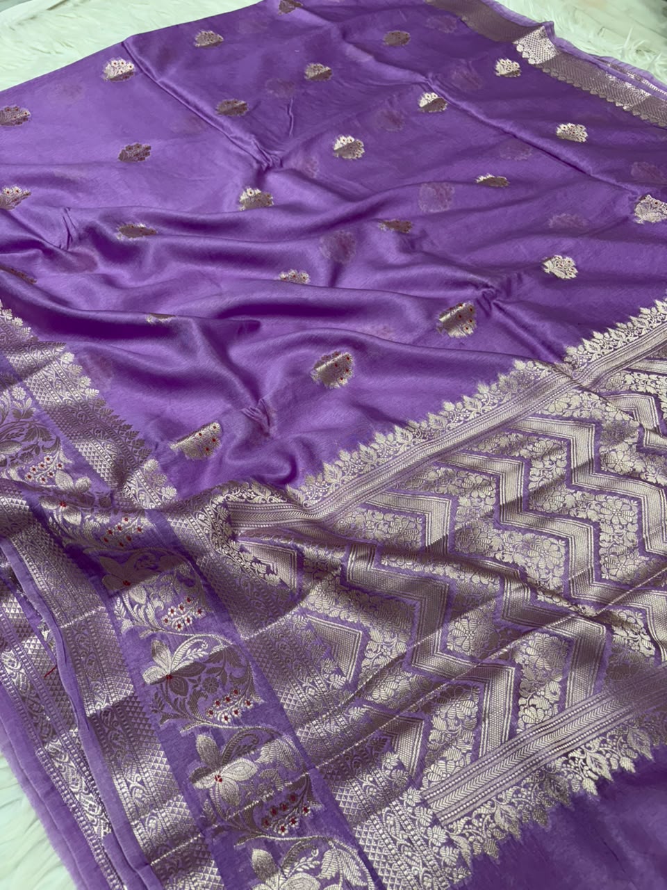 Premium Viscose Silk Allover Zari Weave Buta Pattern Design Saree