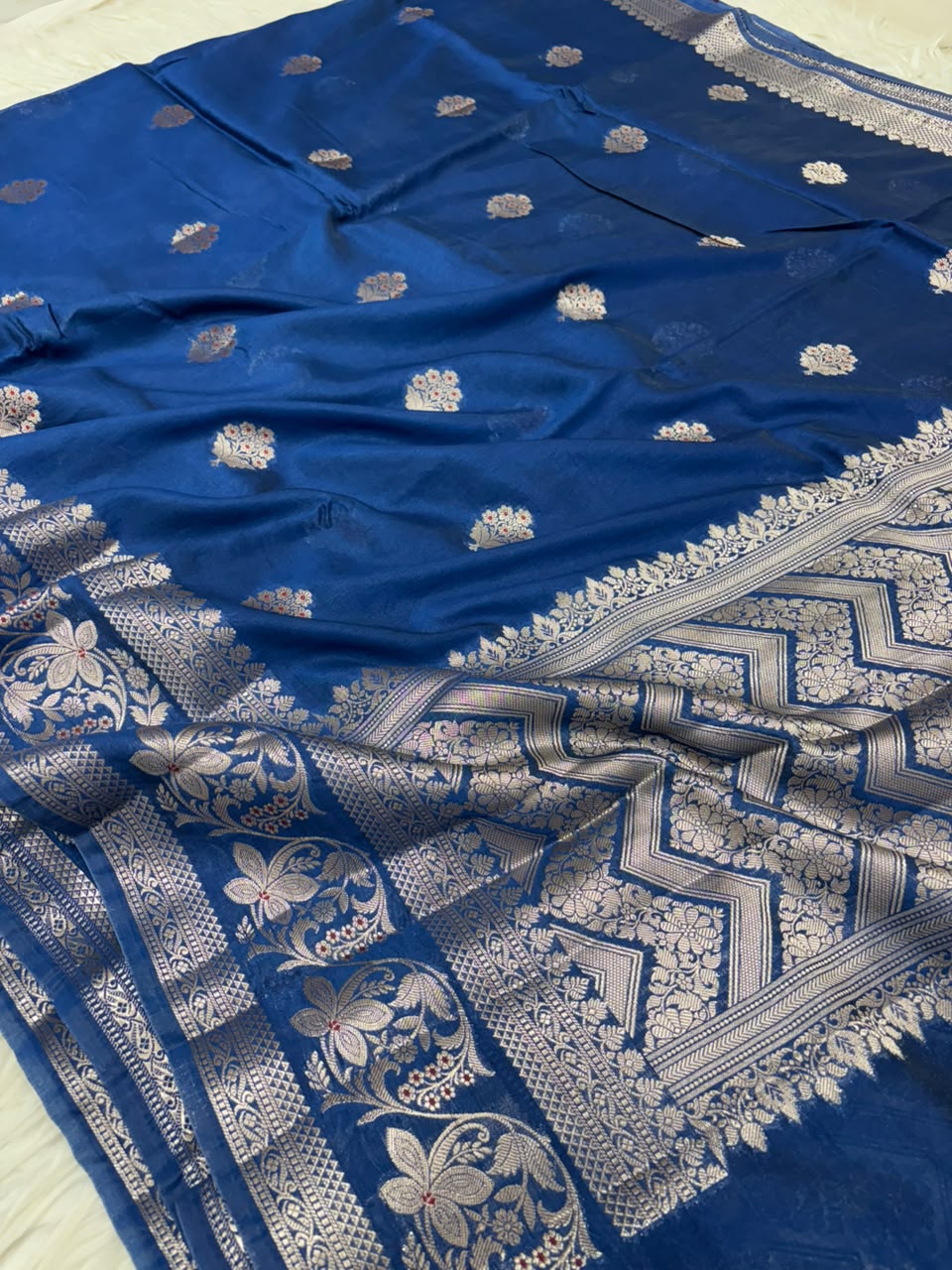 Premium Viscose Silk Allover Zari Weave Buta Pattern Design Saree