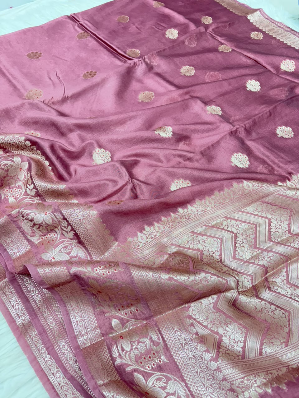 Premium Viscose Silk Allover Zari Weave Buta Pattern Design Saree