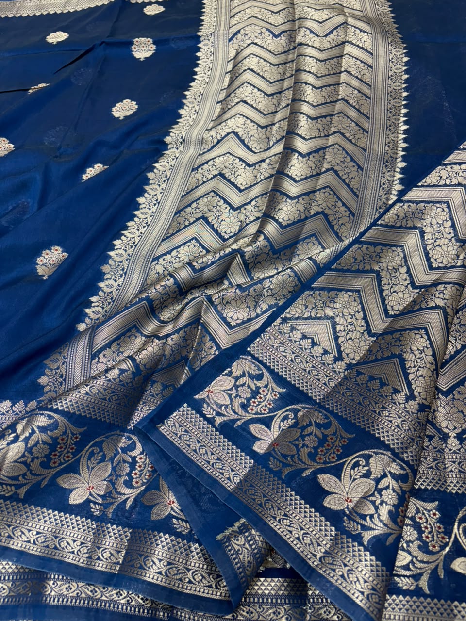 Premium Viscose Silk Allover Zari Weave Buta Pattern Design Saree