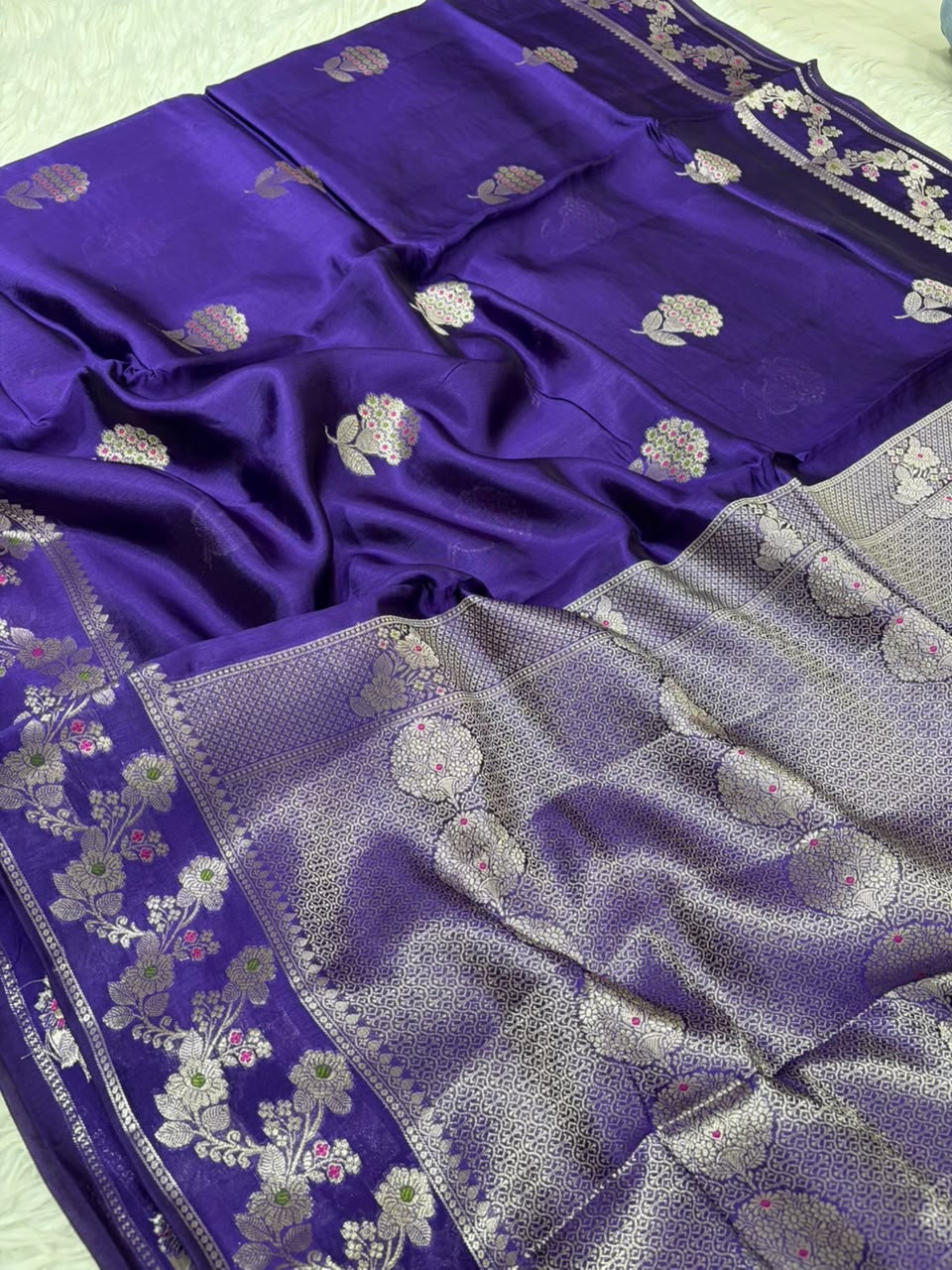 Premium Viscose Silk Allover Zari Weave Buta Pattern Design Saree