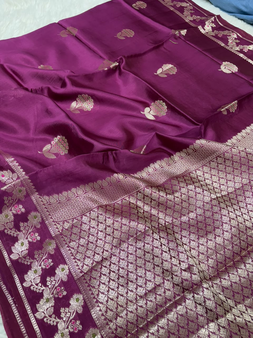 Premium Viscose Silk Allover Zari Weave Buta Pattern Design Saree