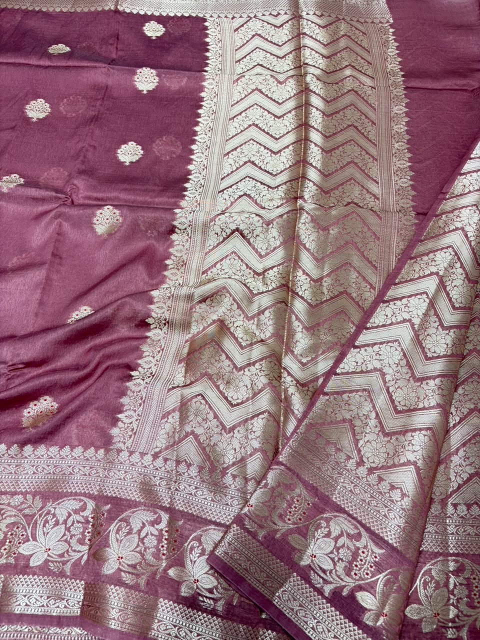 Premium Viscose Silk Allover Zari Weave Buta Pattern Design Saree