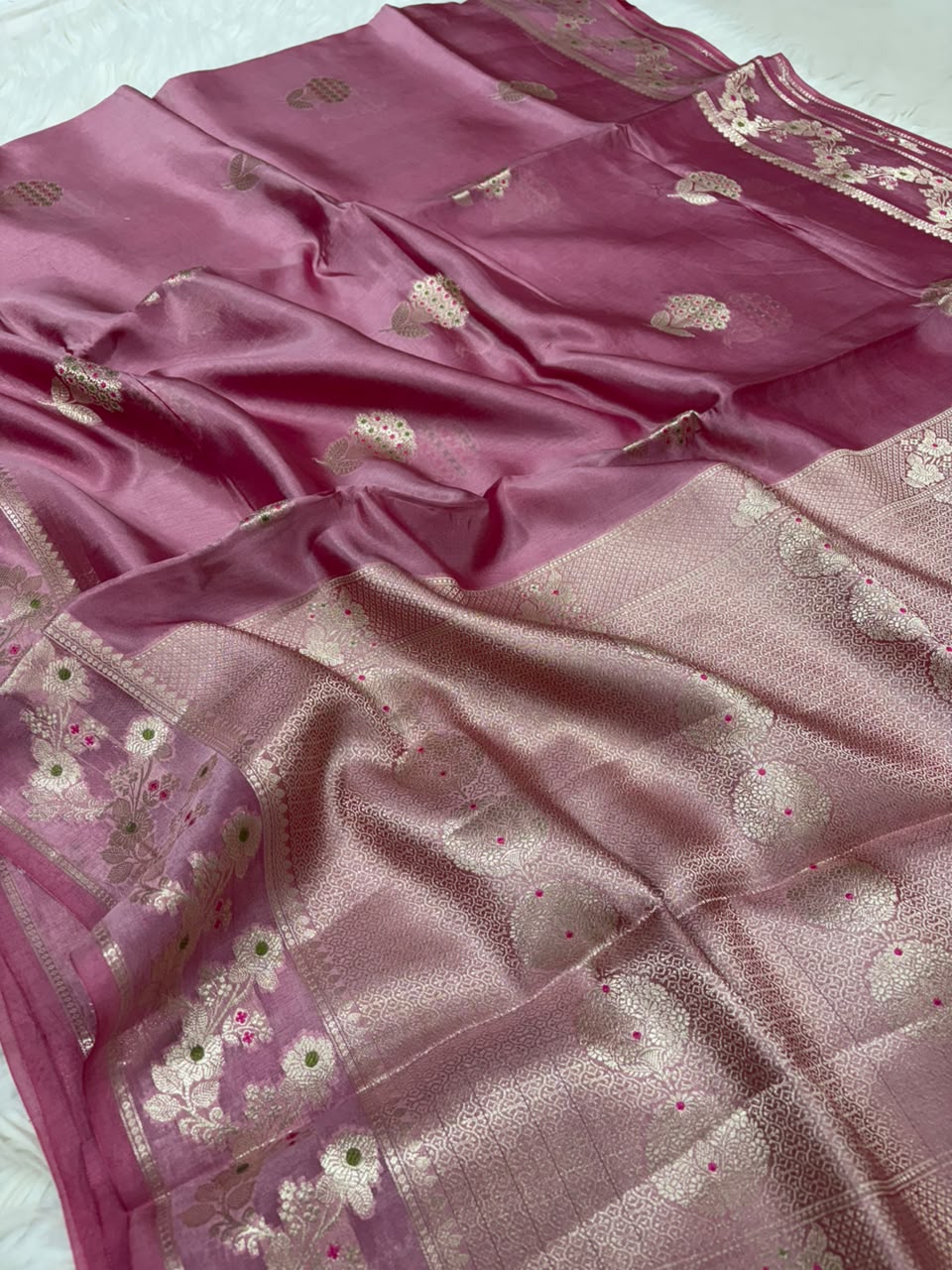 Premium Viscose Silk Allover Zari Weave Buta Pattern Design Saree
