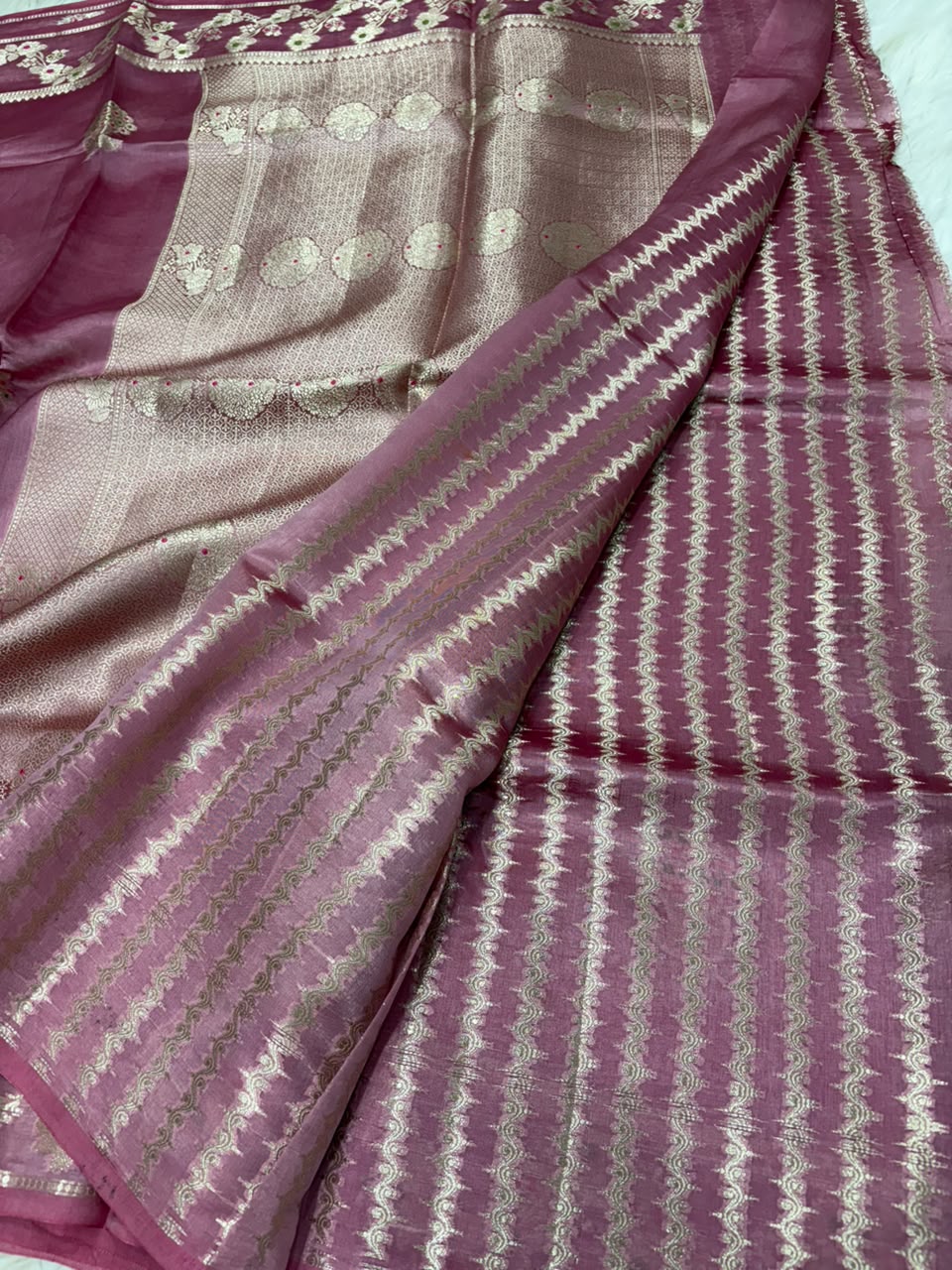 Premium Viscose Silk Allover Zari Weave Buta Pattern Design Saree