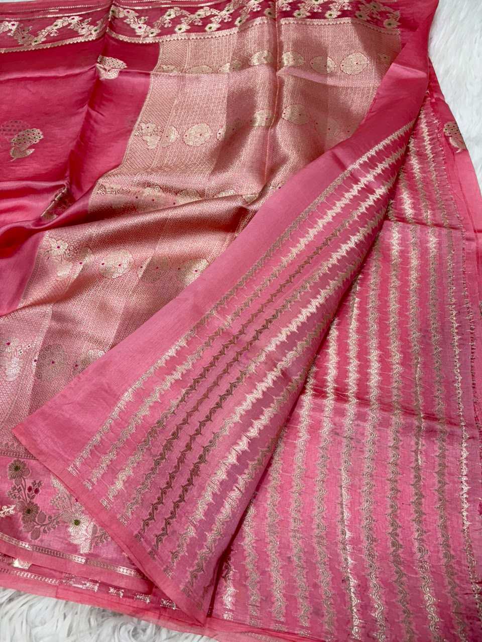 Premium Viscose Silk Allover Zari Weave Buta Pattern Design Saree